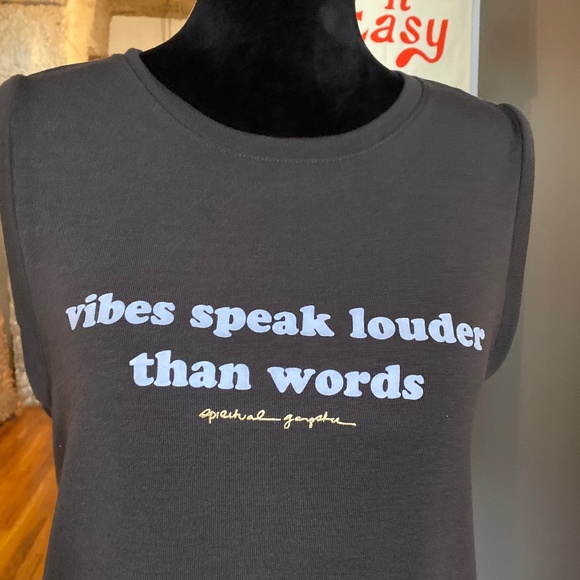 Black Spiritual Gangster “vibes speak louder than words” graphic print tank top - Picture 2 of 4